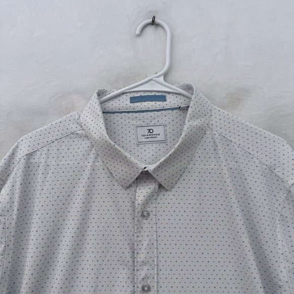 7 Diamonds Shirt Mens XL White 4 Way Stretch Polka Dot Performance Button Up - Picture 2 of 10